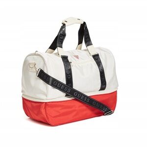 Guess White and Red Travel Bag